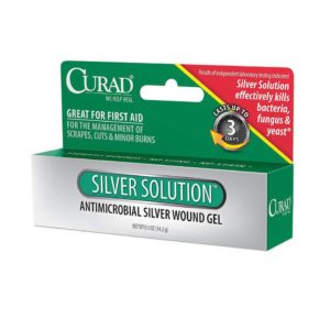 Envase exterior/caja de Gel Antimicrobiano Curad Silver Solution