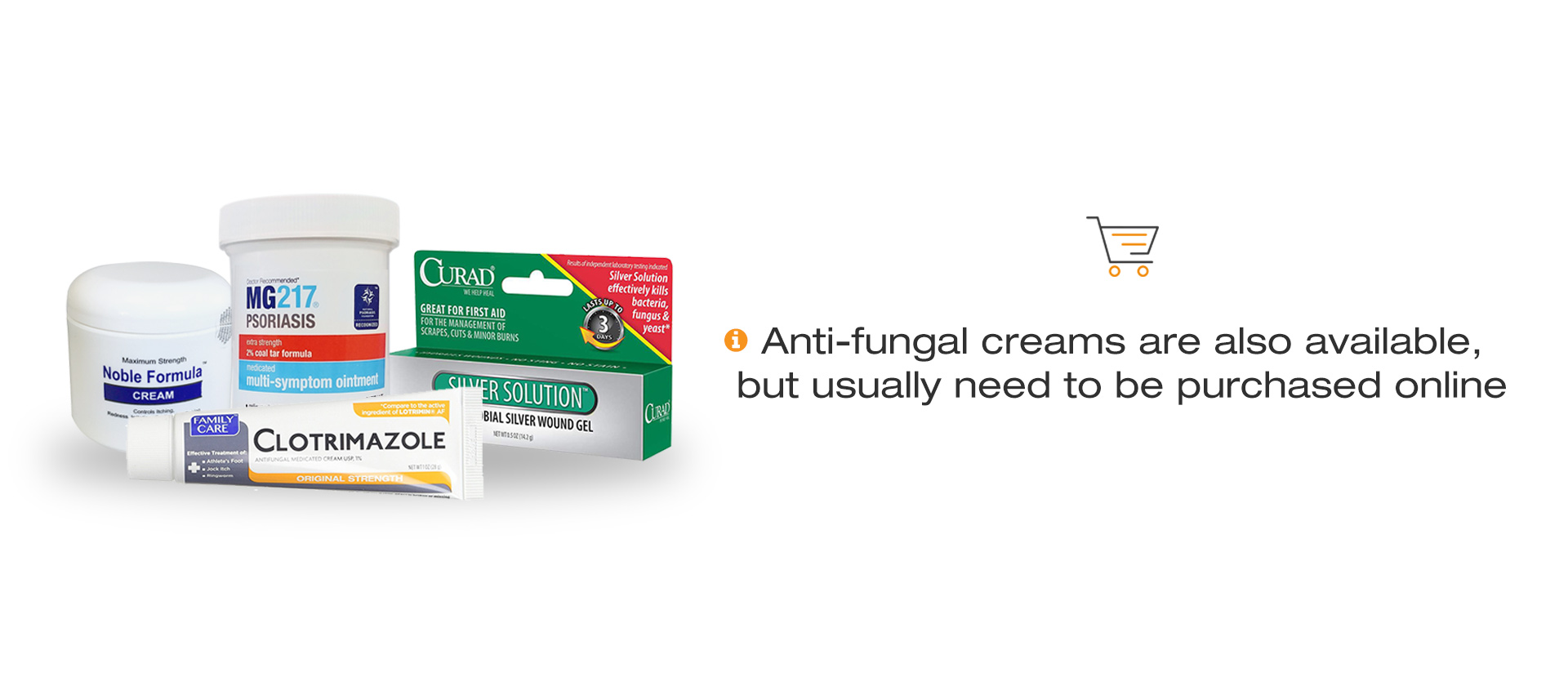 Image of 4 popular anti-fungal creams for the treatment of seborrheic dermatitis on the chest